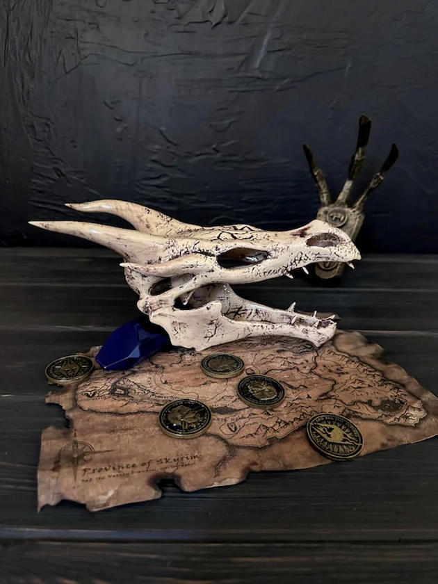 Ivory Dragon Skull Skyrim, The Elder Scrolls V Artifact, Skyrim Cosplay and Decor