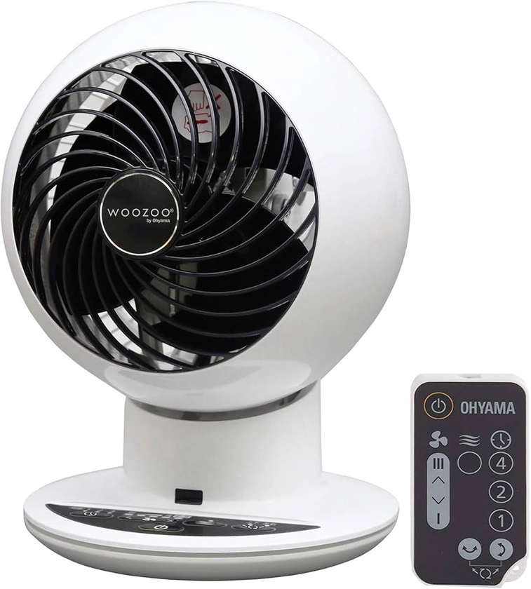 Iris Ohyama Woozoo Table Fan, 30㎡, Desk Fan, White, 5 Speeds, Remote Control, Silent, Quiet, Multidirection Oscillation, For Bedroom, Living Room, Air Circulator, Small, Cooling, Powerful, PCF-SC15T