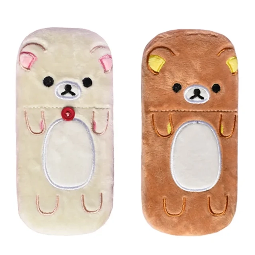 Rilakkuma Plush Óculos Box, Kawaii Cartoon Case, Estojo de óculos Anime, Organizador do espetáculo, Bonito - AliExpress