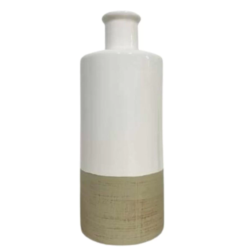 Vaso de Cerâmica Bicolor Branco 11x27 cm