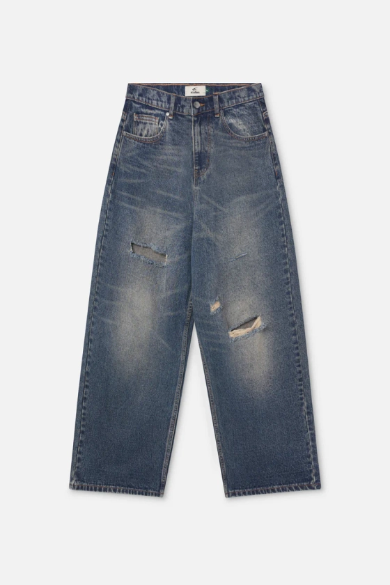 Jumbo Washed Blue Ripped Pants