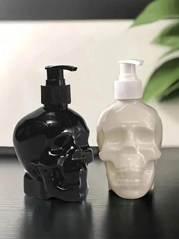 350ml/11.8oz Botella con diseño de calavera, apta para contener tónico, desmaquillante, desinfectante de manos, dispensador de gel de ducha, apta para tocador, baño, cómoda, fiesta, cumpleaños, decoraciones de Halloween, Navidad, Black Friday