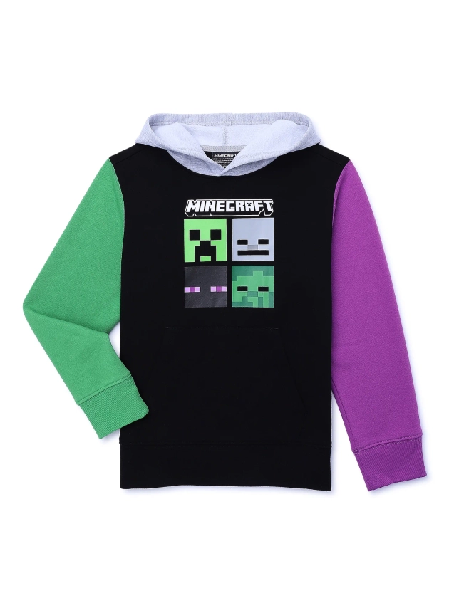 Microsoft Minecraft Boys Hoodie with Long Sleeves, Sizes XS-2XL