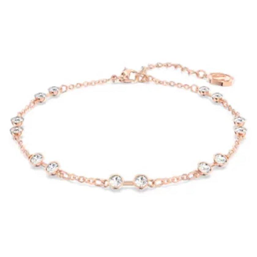 Swarovski Remix Collection strand, Round cut, White, Rose gold-tone plated