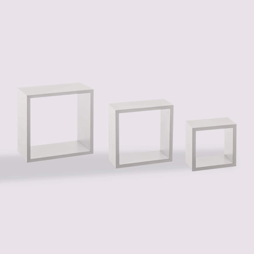 3 petites étagères murales cube, Blanc - Fixy - Ancien prix : 12,99€ | 5five