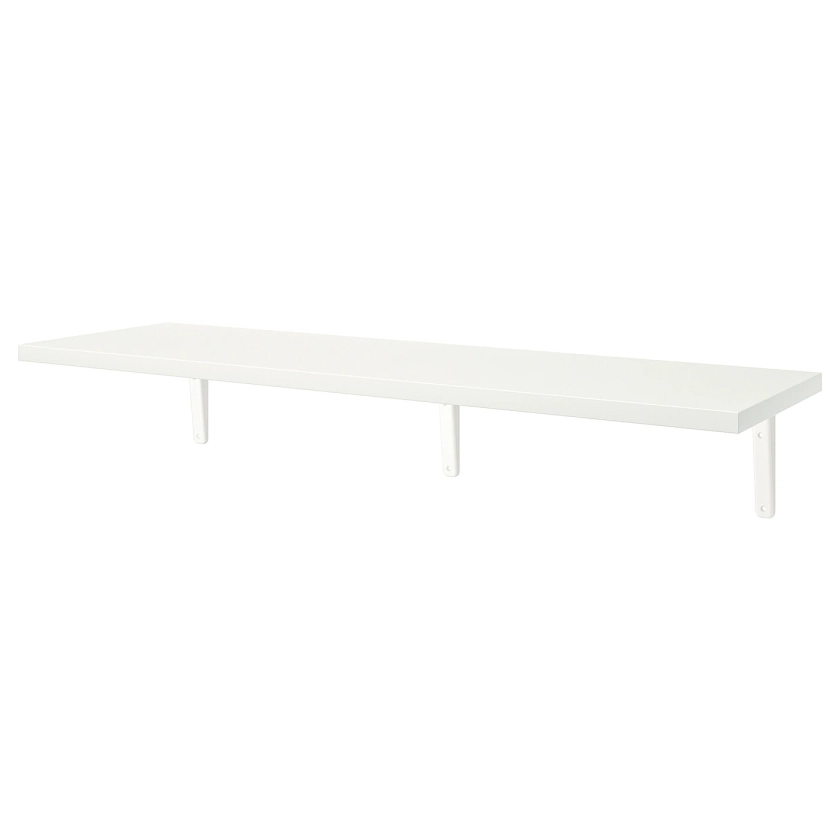 BERGSHULT / TOMTHULT Shelf with bracket - white 120x30 cm