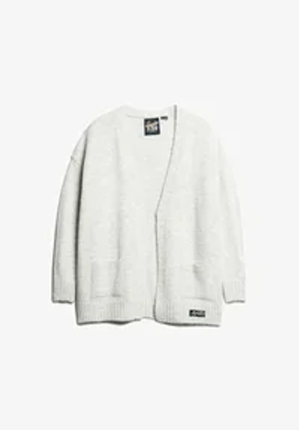 Superdry ESSENTIAL - Strickjacke - frost grey marl/offwhite - Zalando.de