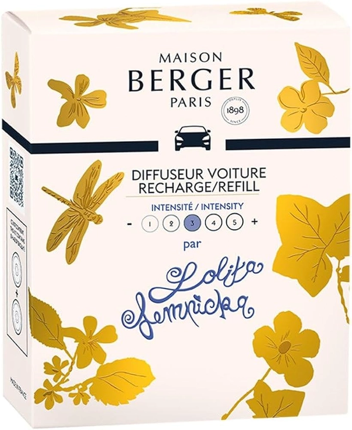 MAISON BERGER - Recharge Diffuseur Voiture Lolita Lempicka - pour Diffuseur Parfum Voiture - Senteur Délicate et Féminine - Diffusion Longue Durée - Pack de 2 Recharges