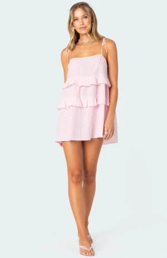 Edikted Dorothia Sheer Linen Look Mini Dress | PacSun