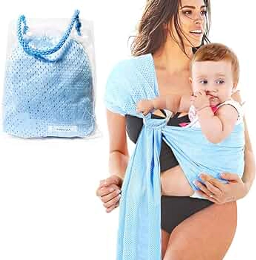 HINATAA Porte-bébé réglable en maille respirante à séchage rapide pour l'été, la natation, la piscine, la plage (bleu clair)
