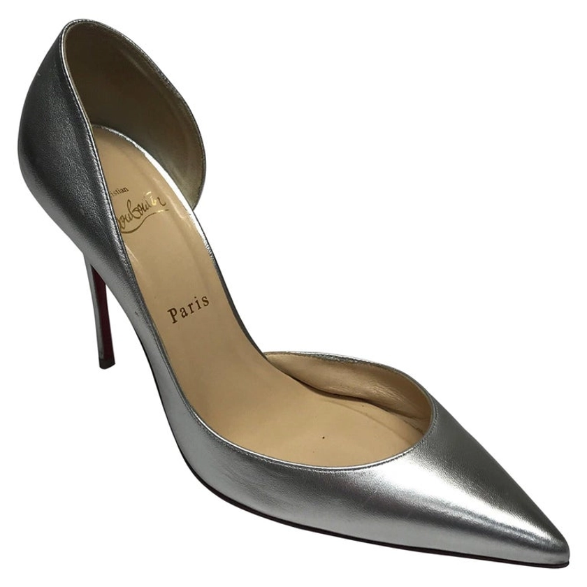 CHRISTIAN LOUBOUTIN Silver D'orsay Shoes-39.5