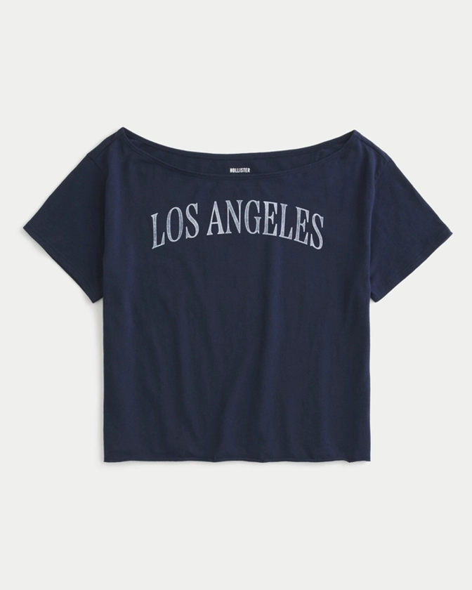 Women's Easy Off-the-Shoulder Los Angeles Graphic Tee | Women's Tops | HollisterCo.com