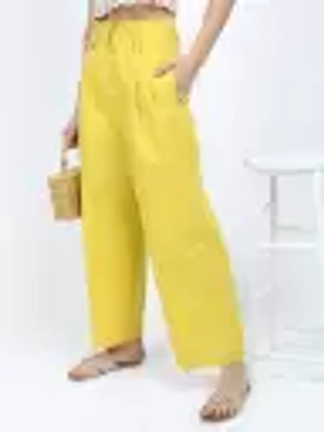 Tokyo Talkies Flared Women Yellow Trousers