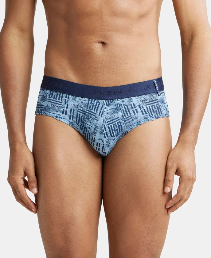 Buy Super Combed Cotton Printed Brief with Ultrasoft Waistband - Dusk Blue US52 | Jockey India