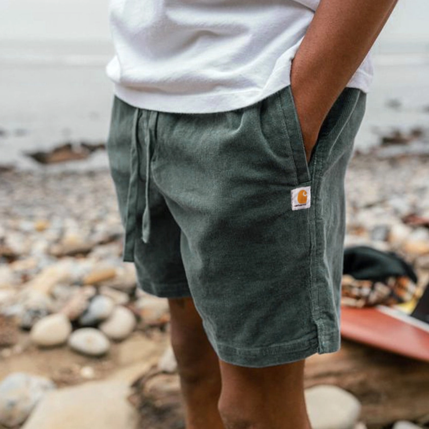 Men's Shorts Retro Corduroy 5 Inch Shorts Surf Beach Shorts Daily Casual Green