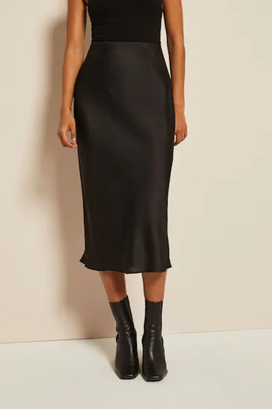 Buy Friends Like These Black Petite Satin Bias Midi Skirt from the Next UK online shop