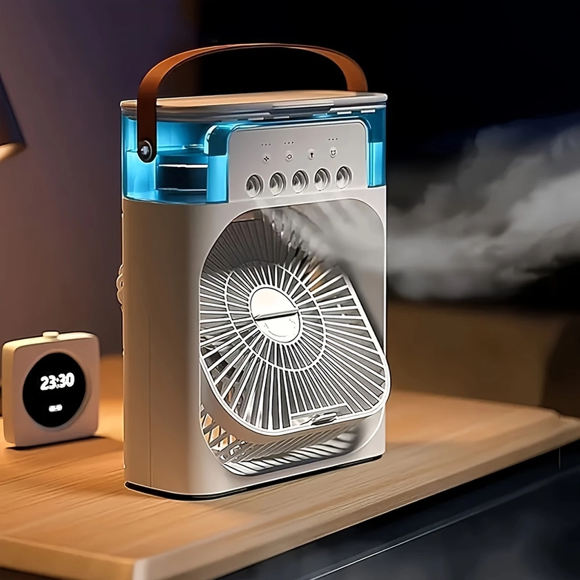 Ventilador Mini de 600Ml com Névoa Gelada &amp; Aromaterapia - Alimentado por USB para Casa e Escritório