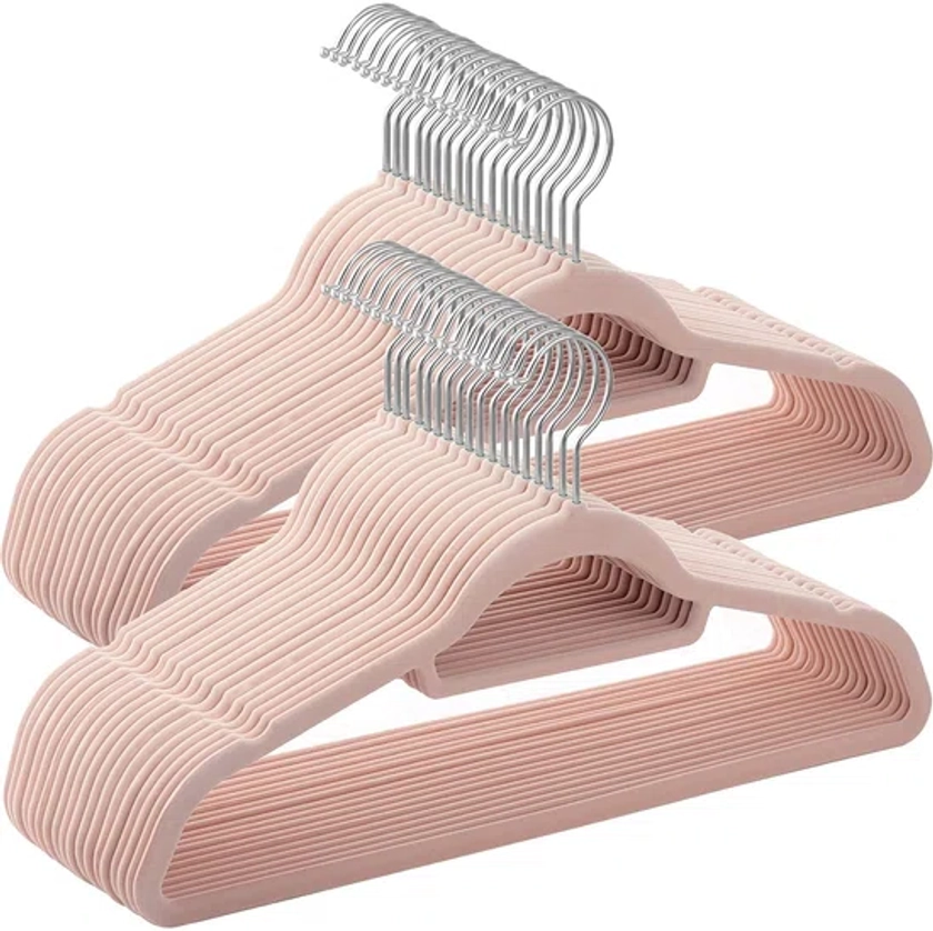 Hoppa! Anti-Slip Kledinghangers - Kleerhangers - 50 Stuks - Roze - Fluweel | bol