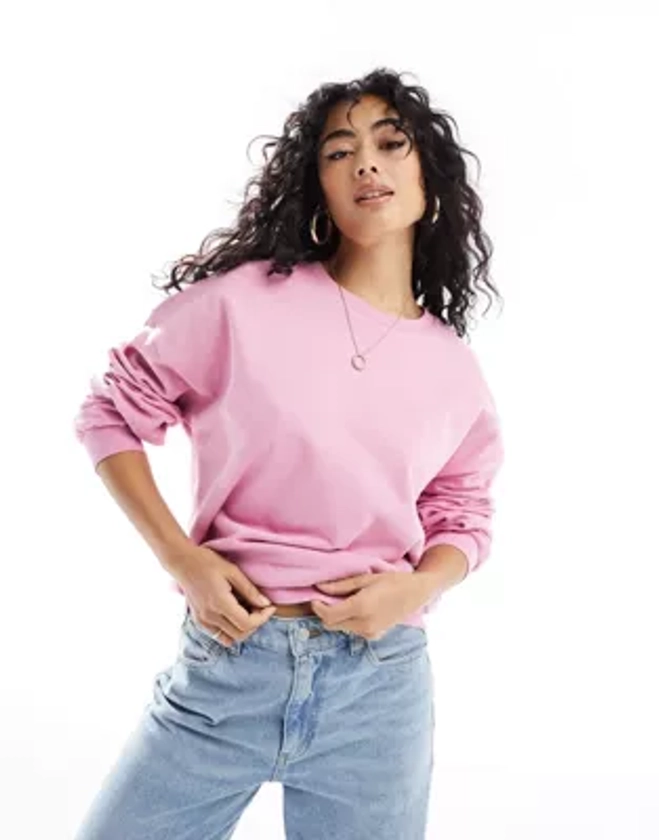 ASOS DESIGN oversized sweatshirt in bright pink | ASOS