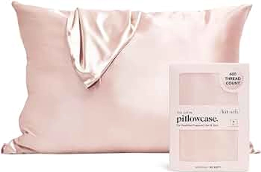 Kitsch Satin Pillowcase for Hair and Skin Queen, Softer Than Silk Pillow Cases for Hair, Cooling Satin Pillowcase with Zipper, Pillow Case Covers, Satin Pillow Cases Standard Size (Blush, 1 Pack)