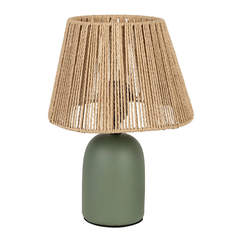 Lampe en terre cuite émeraude mate et naturel h32cm - Nira