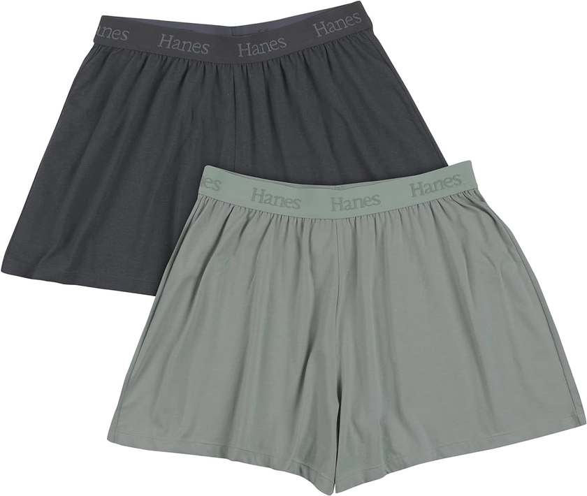 Hanes Women's Originals SuperSoft Sleep Shorts, Comfywear Lounge Shorts, 3.25", 2-Pack