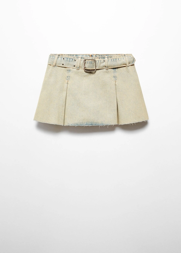 Denim mini-skirt with belt