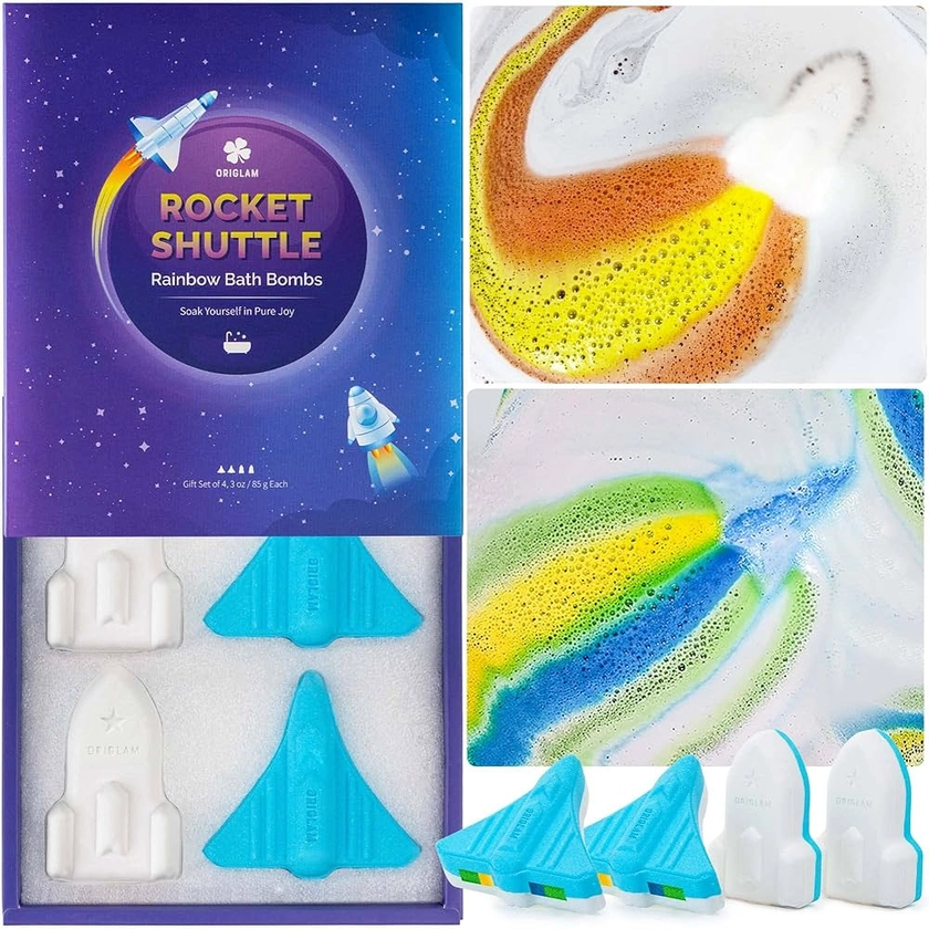 ORIGLAM Space Shuttle & Rocket Bath Bombs for Toddler Boys, 4 XL Rainbow Bath Bombs for Kids Bubble Bath, Natural & Organic Kids Bath Bombs Kit, Easter Basket Stuffers for Kids Birthday Gifts for Men : Amazon.ca: Beauty & Personal Care