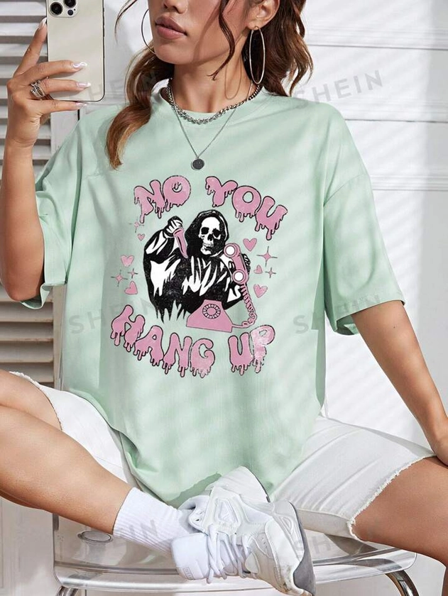 Women's Skull Print Short Sleeve T-shirt