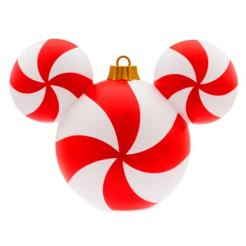 Mickey Mouse Icon Peppermint Swirl Large Light-Up Ornament | Disney Store