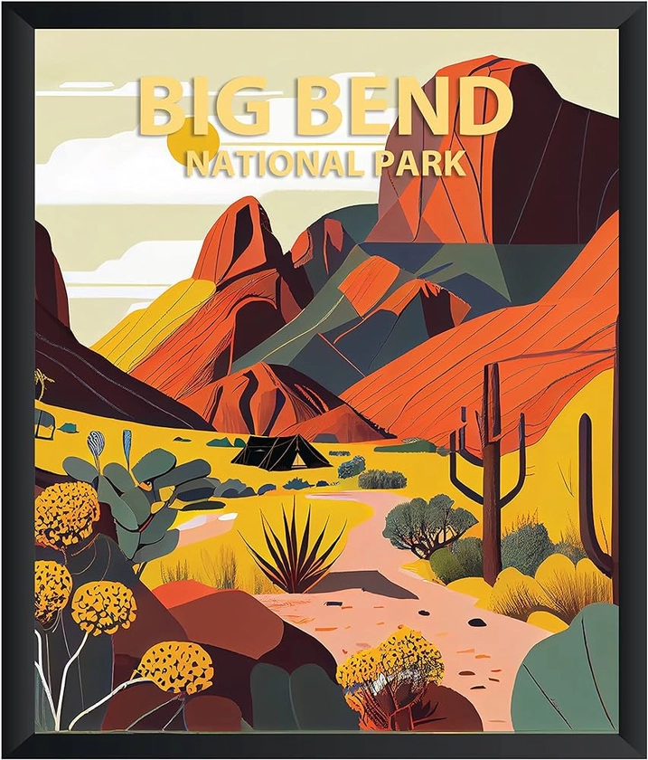 Amazon.com: National Park Retro Art Print Poster, Mountain Lake Wall Art Living Room Poster Wall Decor Nature Landscape Picture For Bedroom Office Home (Big Bend, 11x14 inches (Unframed)): Posters & Prints