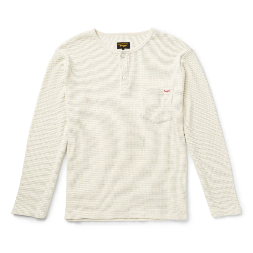 Sawpit Henley LS Thermal Vintage White