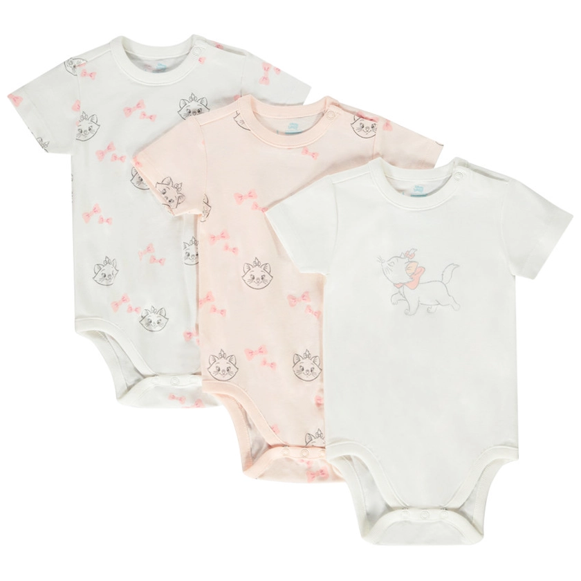 Lot de 3 bodies manches courtes motifs Marie Disney pour bébé fille