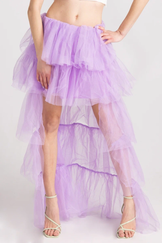 Lavender High-Low Tulle Skirt