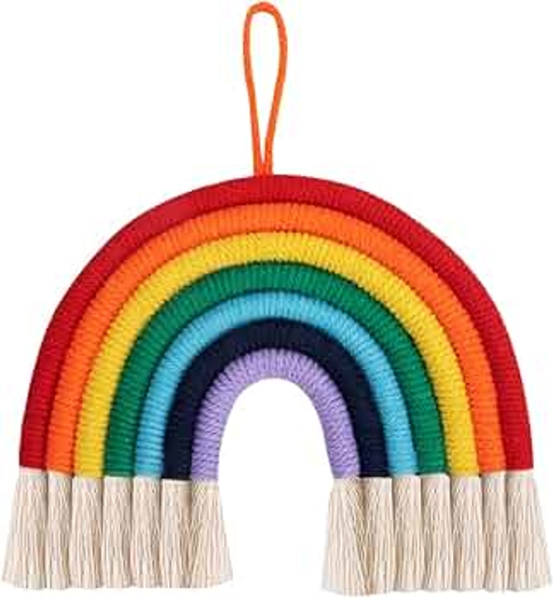 Johotone Rainbow Wall Decor Macrame Wall Hanging Decoration Woven Tassel Tapestry for Bedroom Nursery Baby Kids Rooms