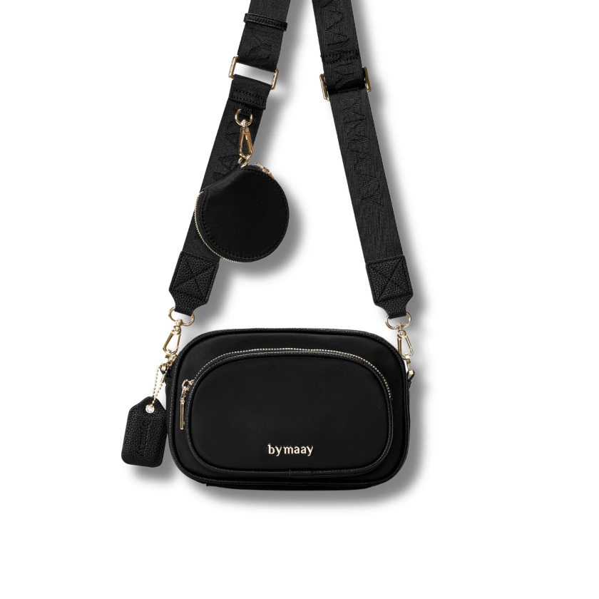 Black Crossbody Bag + Silver Hardware & Eco-Friendly | Bymaay