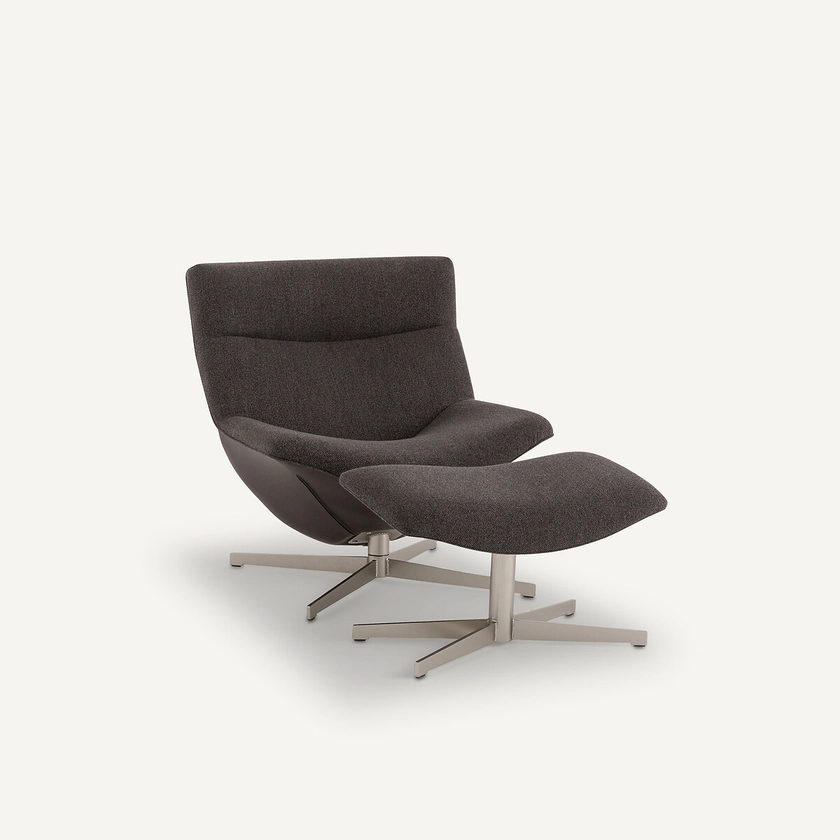 Fauteuil relax pivotant et son repose-pied, Wesley