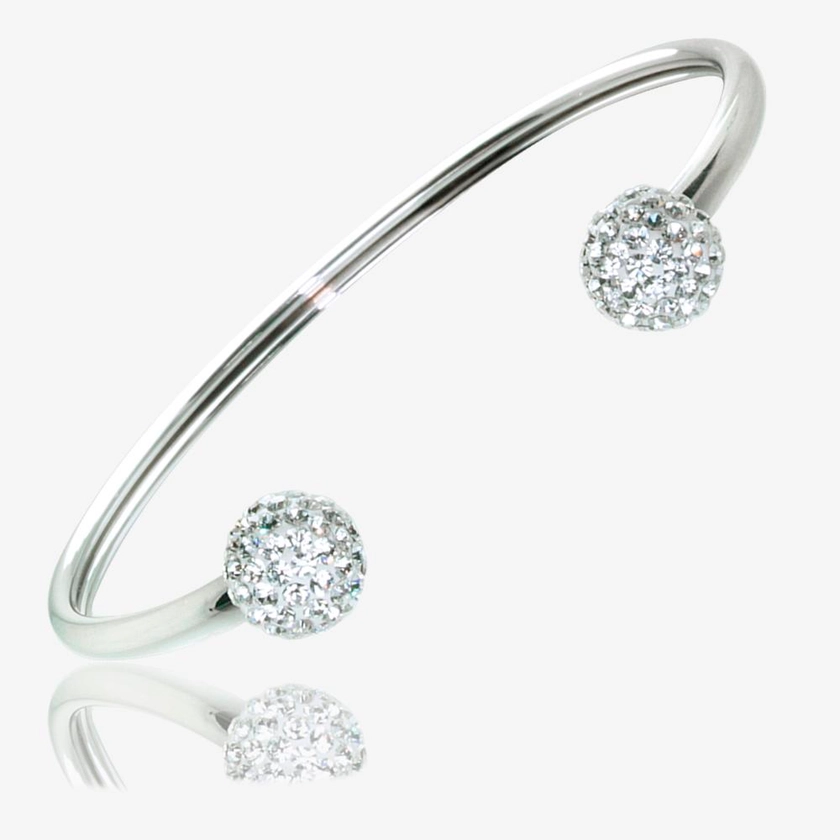 Silver Crystal Torque Dress Bangle