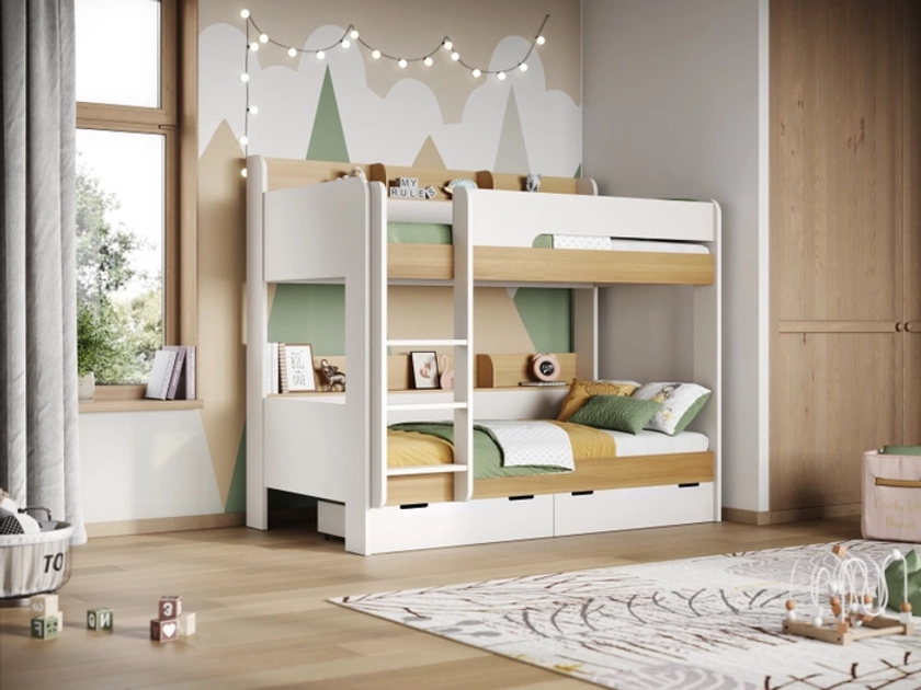 Flair Eddie Wooden Storage Bunk Bed with Shelves