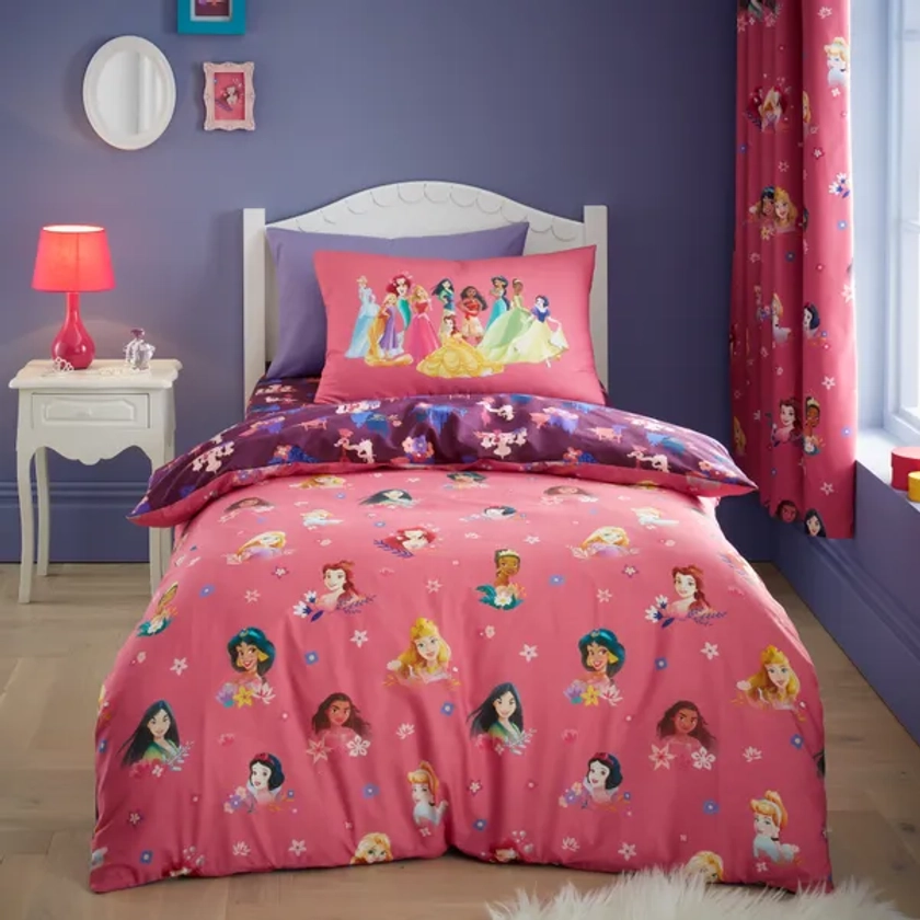 Pink Disney Princess Duvet Cover and Pillowcase Set