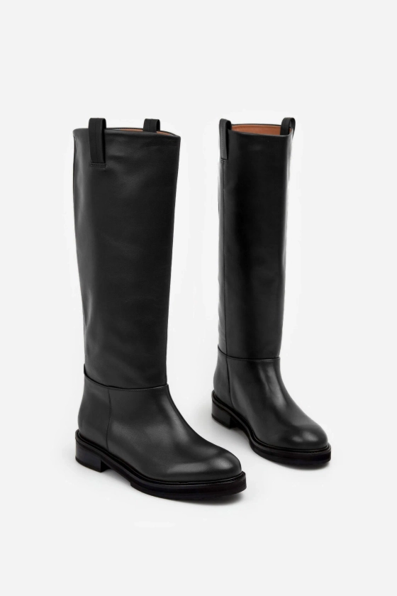 ROWIE The Label - Frances Tall Leather Boot Noir - Flattered