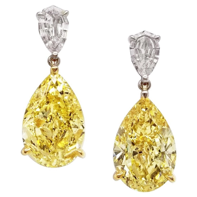 Scarselli Fancy Intense Yellow Diamond Dangle Earrings