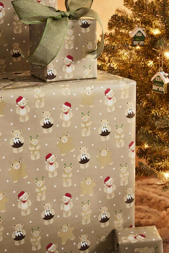 Buy Natural Teddy Extra Wide 10m Christmas Wrapping Paper from the Next UK online shop