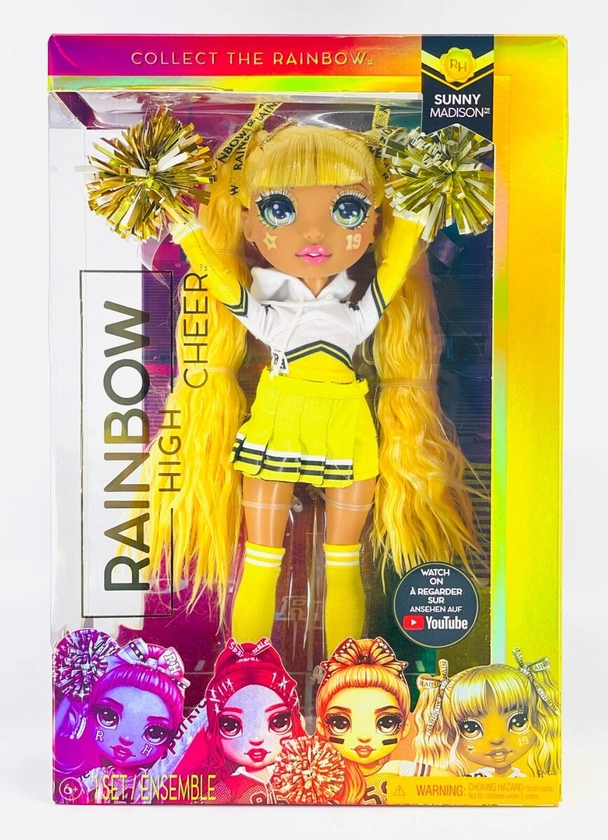 Rainbow High Cheer Sunny Madison Yellow Fashion Doll Poms Poms Cheerleader