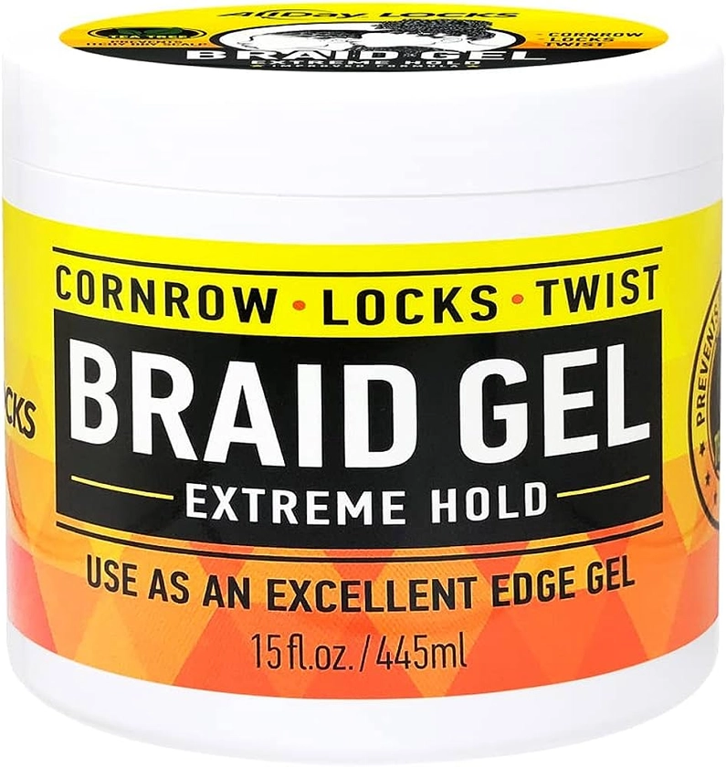 AllDay Locks Braid Gel | Extreme Hold, Smooths & Tames Frizz | No Flaking or Drying | High Shine, Long Lasting for Braids, Locks, Twists, Cornrows | 15 oz