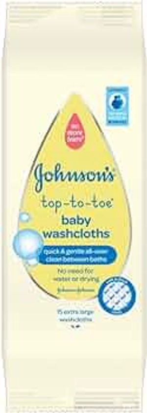 JOHNSON'S Top to Toe Baby Washcloths, 15 each