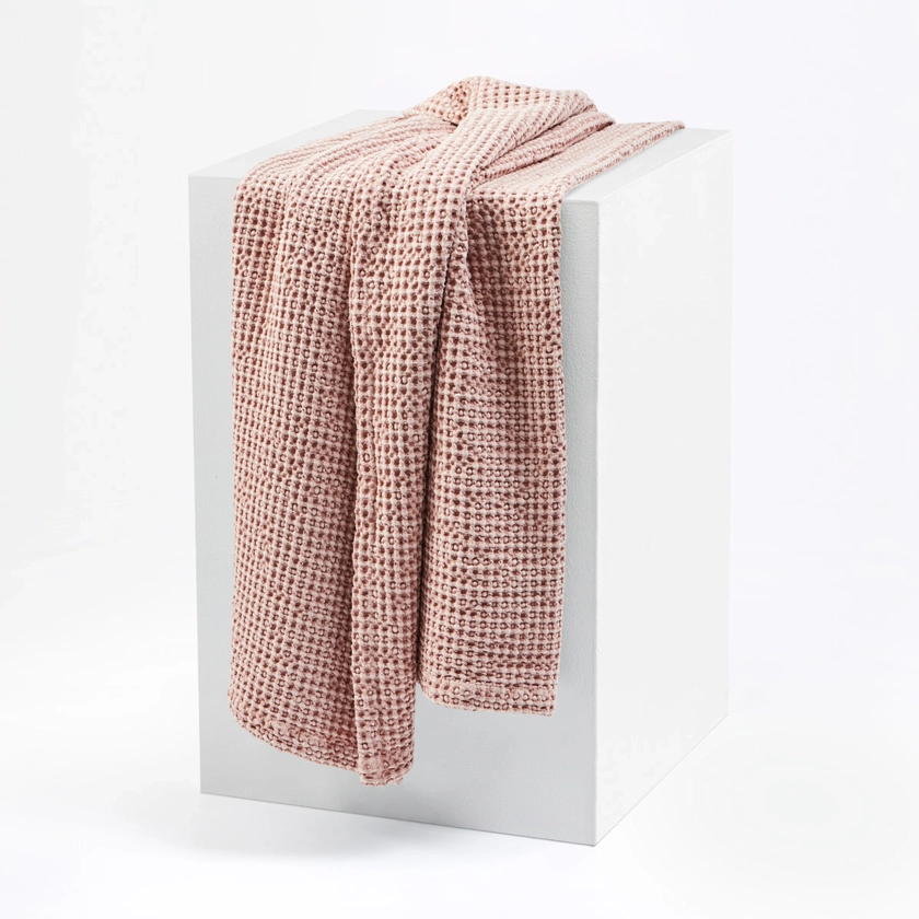 Stonewashed Cotton Waffle Throw - Sunset