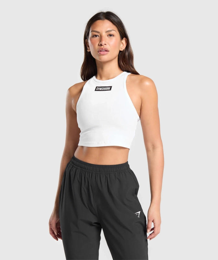 Gymshark Block Crop Tank - White