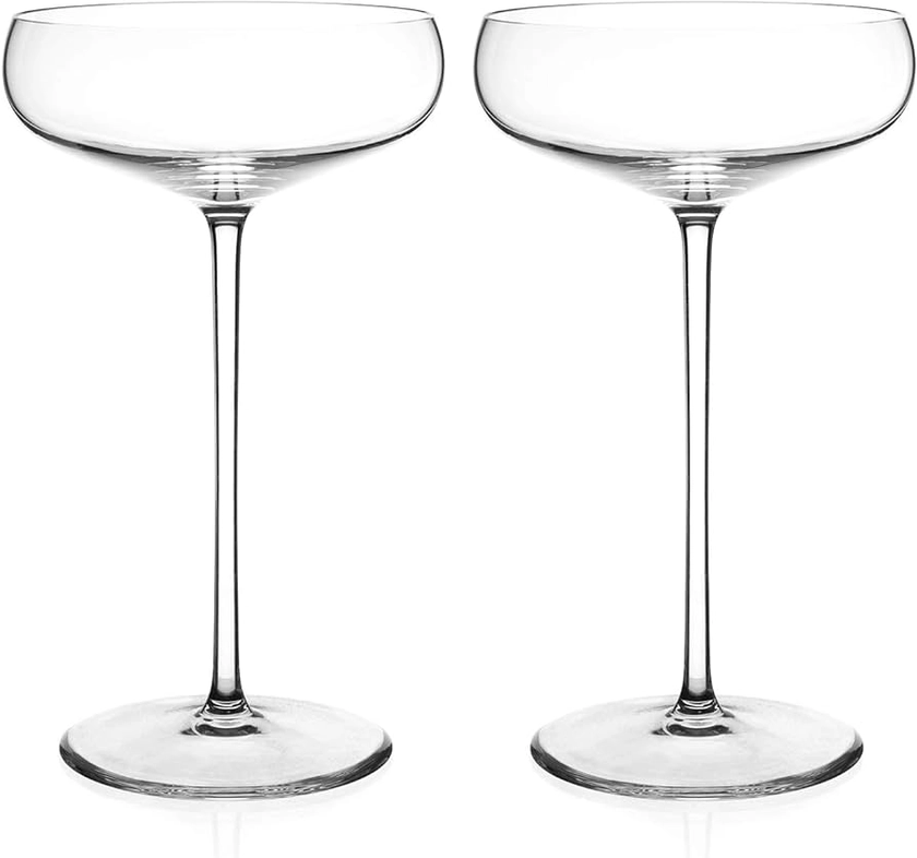 DIAMANTE Champagne Cocktail Saucers Pair - ‘Elegance’ Collection Undecorated Crystal - Set of 2