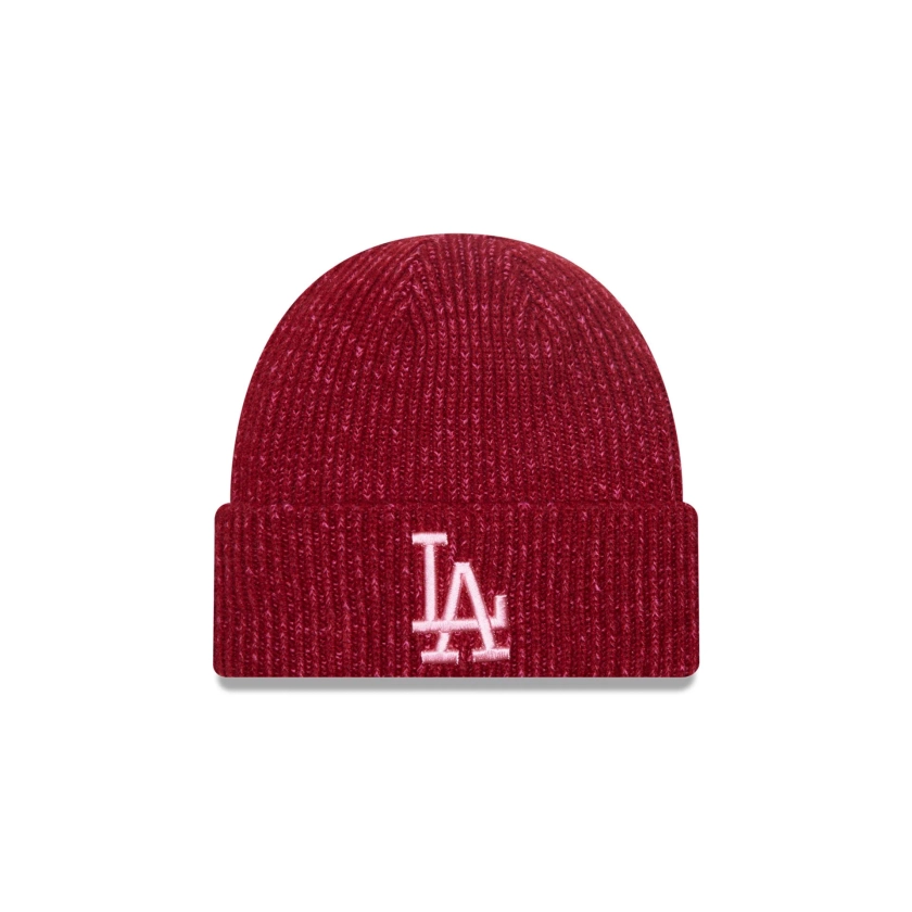 LA Dodgers Womens Chunky Marl Red Cuff Knit Beanie Hat